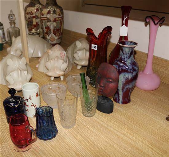 A collection of studio glass and other glassware